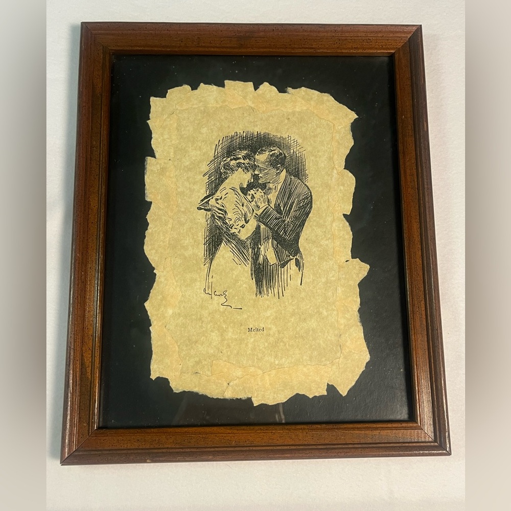 Vintage C Allan Gilbert “Melted” Framed Romantic Couple Art 1900s Signed - Picture 3 of 10